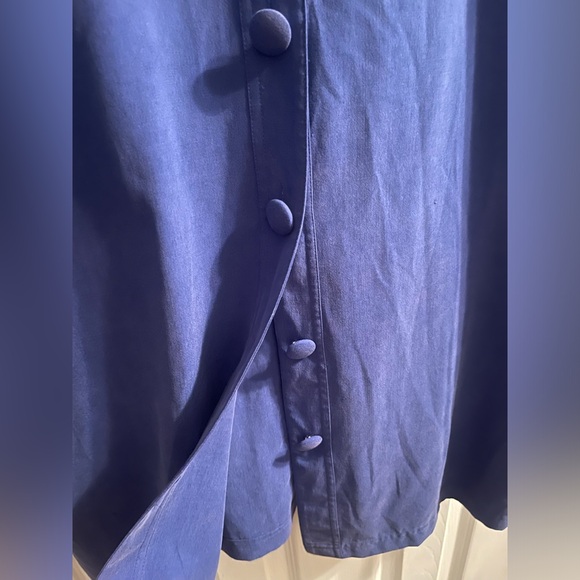 Vintage NWT Tess 100% Silk Blue Button Down Shirt Dress - Picture 7 of 11